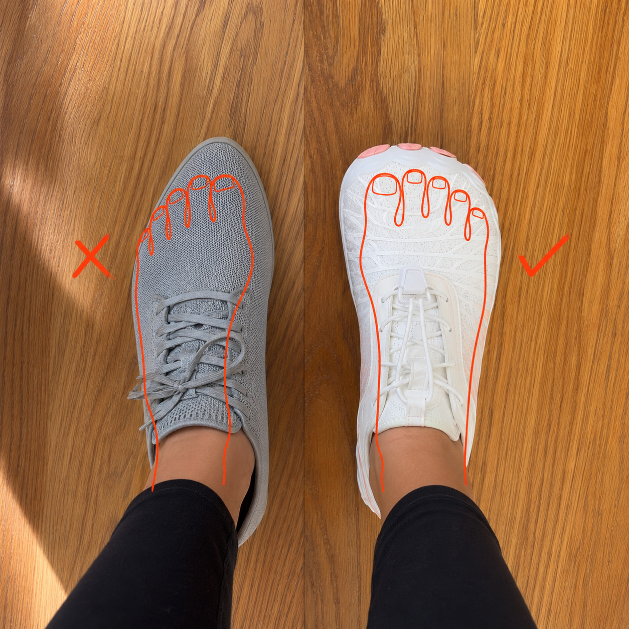 Same foot. Only one shoe is shaped like it.
